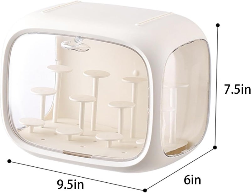 W. MM Display case for Figures with Light Adjustable Display Stand Clear Acrylic Display Box with Door Dust and Moisture Proof Suitable for Lego Collectibles Action Figures Pop Mart (Cream) - Image 4
